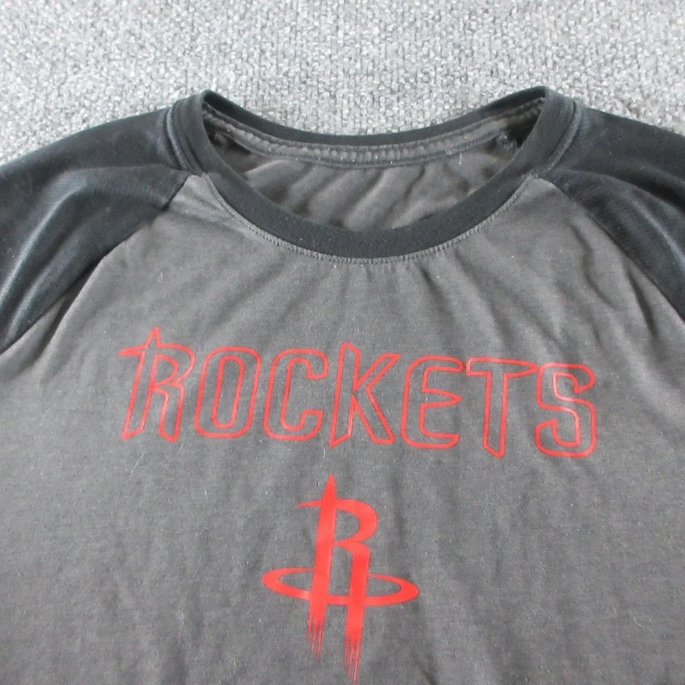 Houston Rockets Shirt Womens M Gray NBA‎ Basketball Nike Dri-FIT 3/4 Sleeve